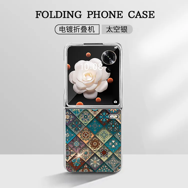 适用于荣耀magicvflip新款七彩复古图腾蓝光玻璃折叠手机壳