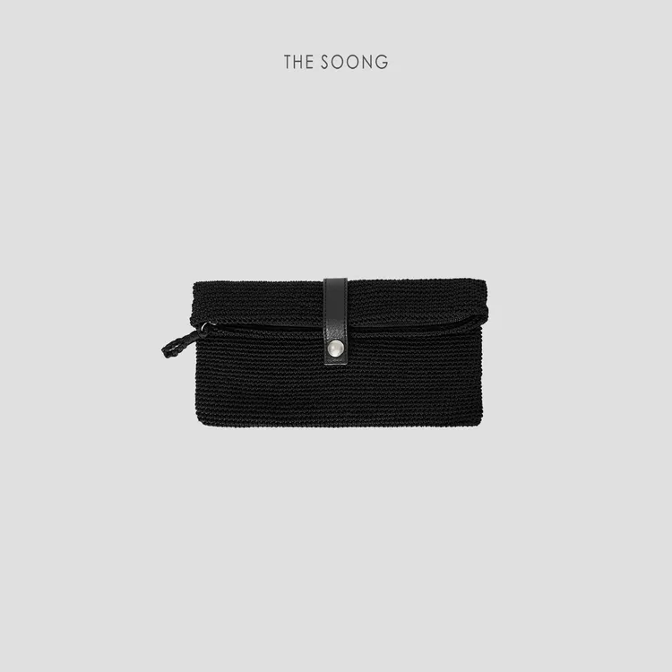 THESOONG|法式纯手工编织牛皮包扣百搭手拿包HWBB7502