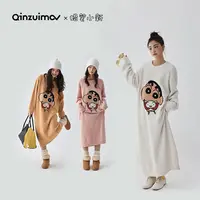 【千颂妮专享】亲嘴猫X蜡笔小新 半边绒睡袍保暖睡衣家居服B49019