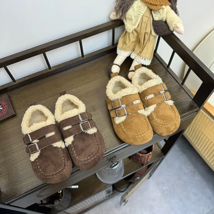 2025冬季新款女休闲儿童加绒毛毛鞋男外穿男女童棉鞋GH-1145