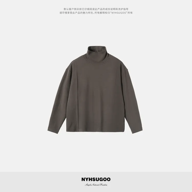 NYHSUGOO/南乙秋冬叠穿高领打底重磅32支250g纯色3962男士上衣