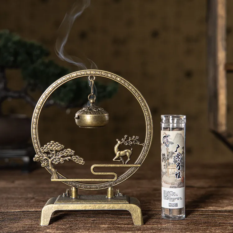 珍香集松鹿同春抬头见福吊炉香炉家用室内中式复古香薰摆件