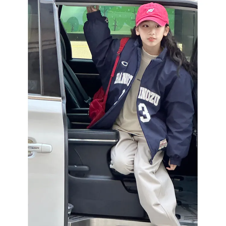 K30394孙小美美式复古女童棉衣秋冬装儿童洋气棒球棉服袄外套潮