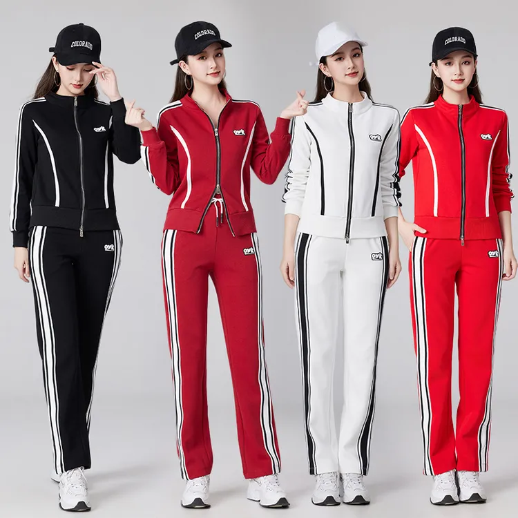 2024秋冬季广场舞服装新款套装健身跑步跳操运动休闲团体服女现货