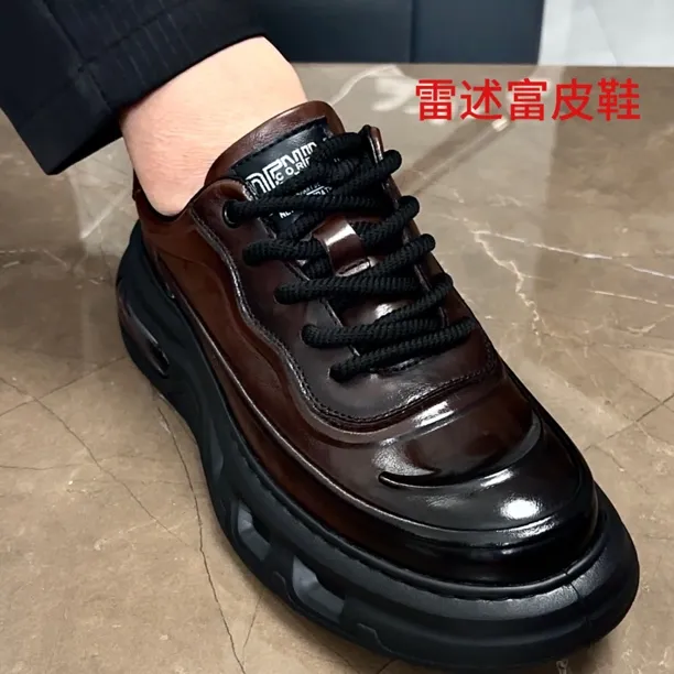 头层牛皮运动休闲鞋橡胶发泡底轻便防滑减震增高鞋底上线运动鞋