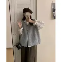 灰灰呀！完全不挑人的！慵懒风软糯无袖拉毛针织马甲背心