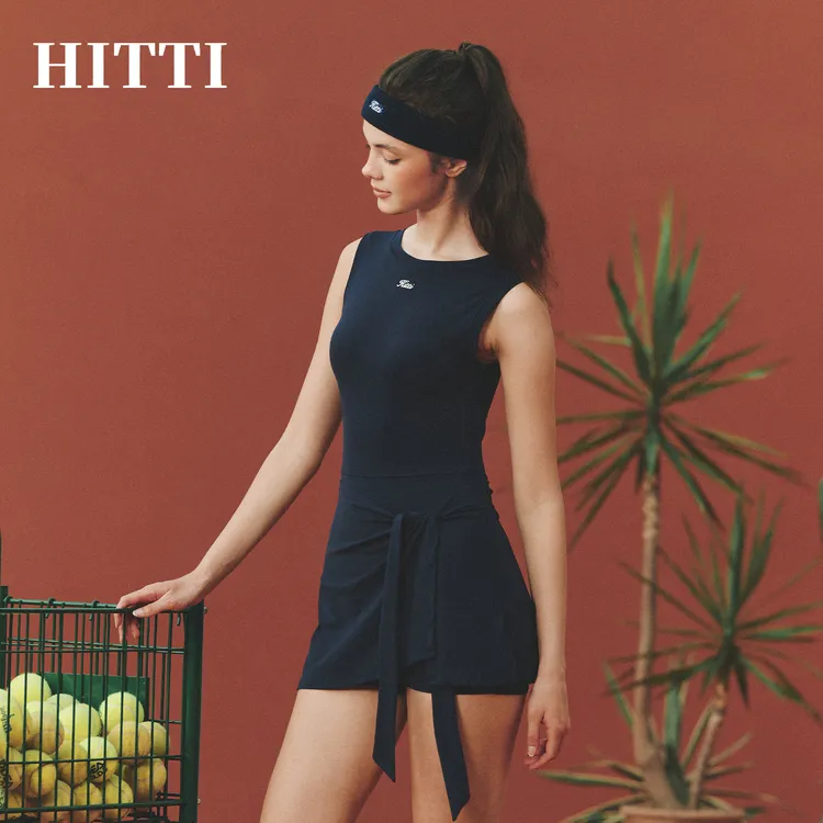 Hitti新款网球裙美背连衣裙网球高尔夫显瘦百搭绑带裙-016