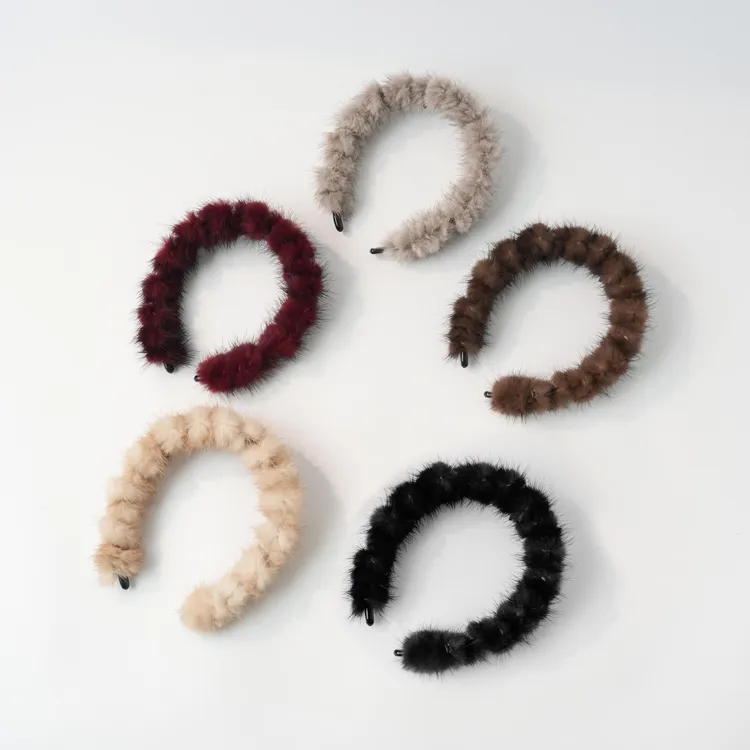 西子/【水貂发箍】水貂毛绒蓬松高颅顶带齿防滑头箍发箍/SJSHIY001