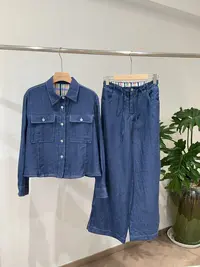 闪闪兒 通勤短款长袖常规亚麻套装气质韩版1211