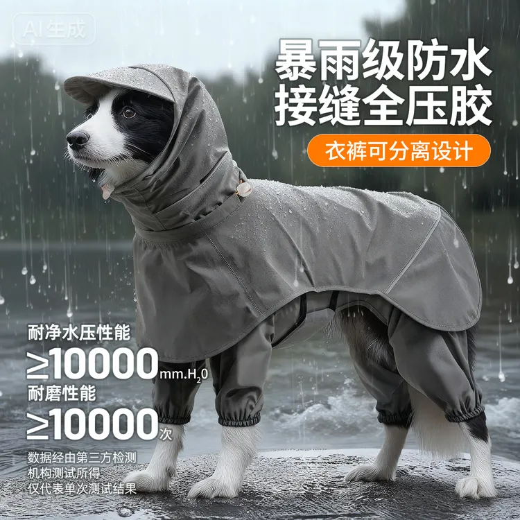 狗狗雨衣分体式四脚全包防水冲锋衣中大型犬边牧防脏衣服宠物雨披