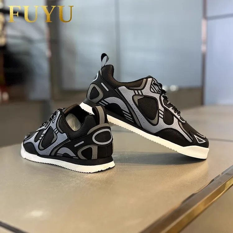 潮牌时尚皮面拼色阿甘鞋男士秋季新款高级感百搭休闲运动德训鞋