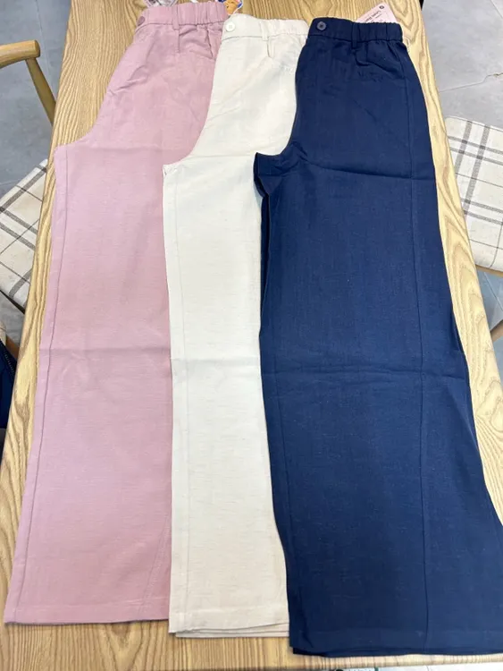 夏季女款亚麻阔腿裤