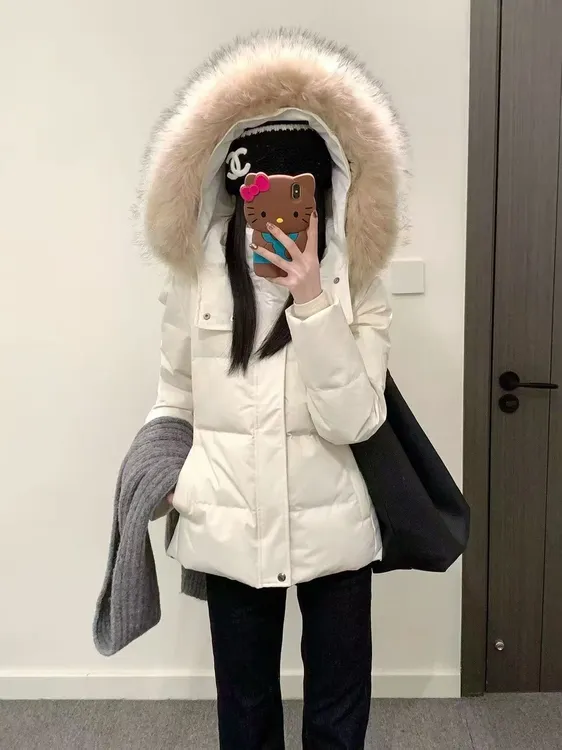 2025新款修身显瘦棉服连帽宽松韩系大毛领保暖加厚冬季外套