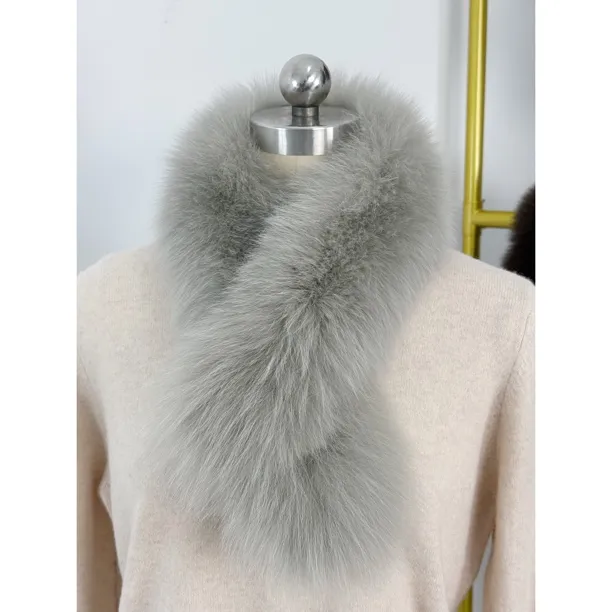 清冷灰龙心粉香芋紫双面围脖女秋冬真毛百搭磁吸韩版保暖狐狸毛