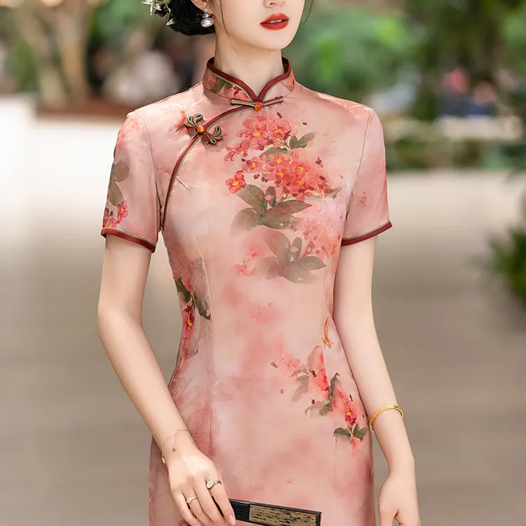 高端绝美新中式旗袍2025新款日常可穿晚礼服老上海短袖民国风裙子