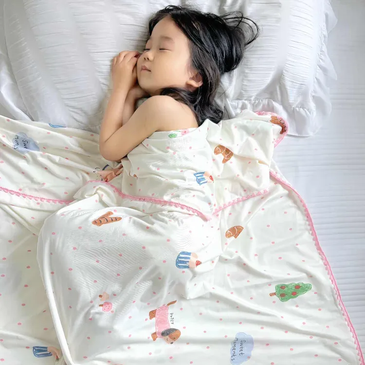 儿童毯子夏季薄款幼儿园午睡夏凉被宝宝外出盖毯新生儿薄纱布盖毯