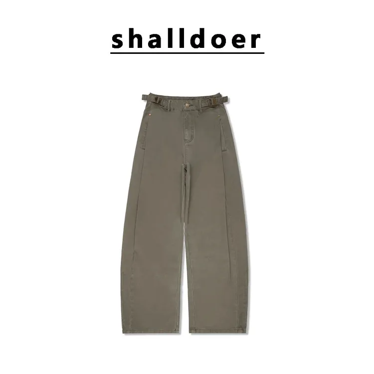 2025年夏季新款韩版复古纯色休闲裤女时尚洋气简约百搭显瘦直筒裤