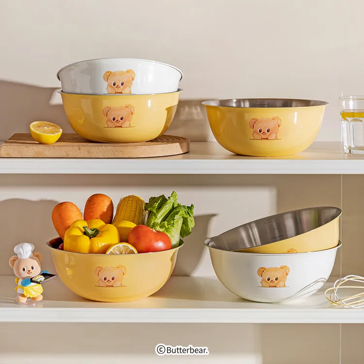 【摩登主妇&黄油小熊】厨具不锈钢沥水篮家用料理洗菜盆和面揉面盆