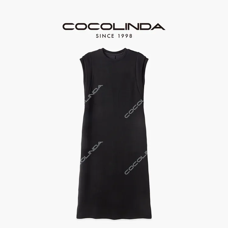 COCOLINDA | 莫代尔双层落肩袖S型后开叉连衣裙四季裙Q5124