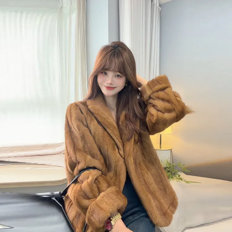 人造皮草 短款全抽刀气质减龄环保仿皮草毛毛小个子外套加厚时尚