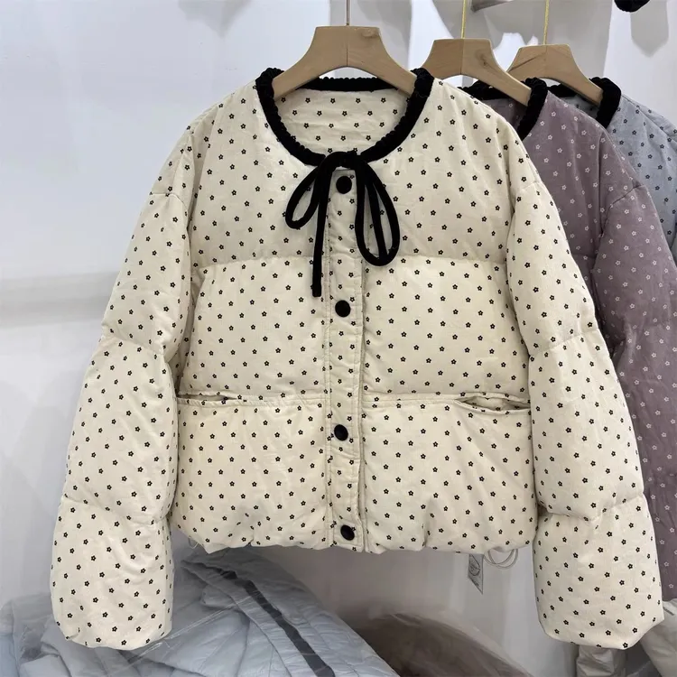 【灵韵Girls专属】石墨烯 系带蝴蝶结短款冬季款小个子保暖减龄外套