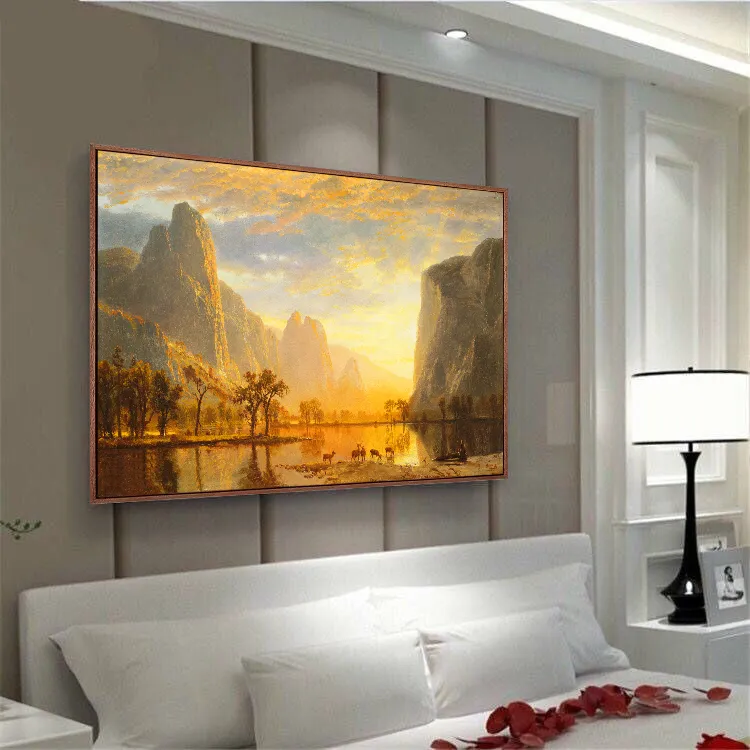 比尔史伯特《黄金谷》油画版画客厅餐厅玄关装饰画实木框挂画背景墙