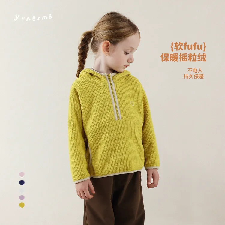 宝宝秋冬连帽加绒毛毛卫衣外套允儿妈女童冬季新款上衣儿童套头衫