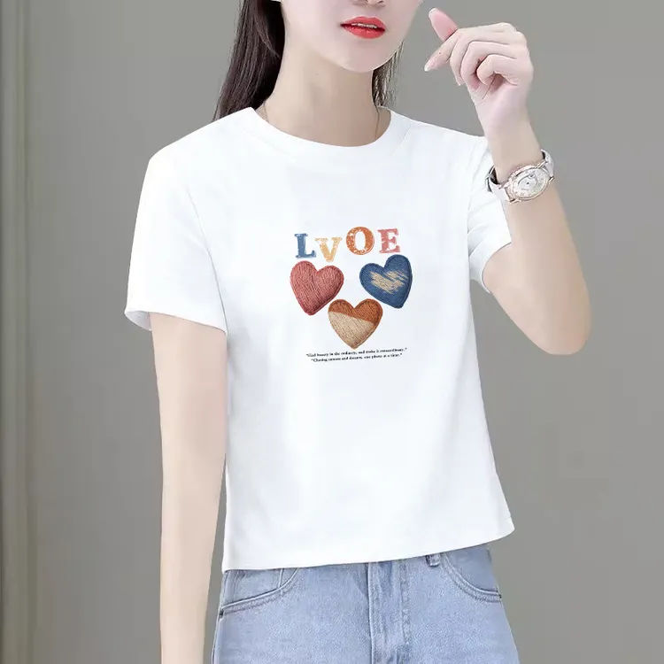正肩短款t恤女宽松夏季新款洋气百搭显瘦小个子印花女士短袖上衣