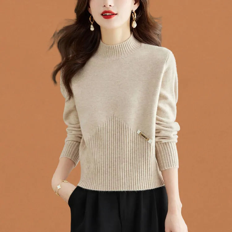 2025新款秋冬加厚毛衣女短款小个子半高领时尚爆款显瘦打底针织衫