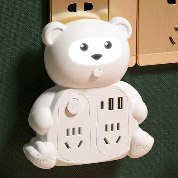 公牛适用多功能插座少女心可爱卡通带USB转换器无线床头插板宿舍