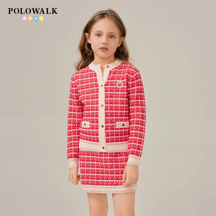 POLOWALK童装女童长袖套装2025秋冬女童时尚套装CN8W536E0211