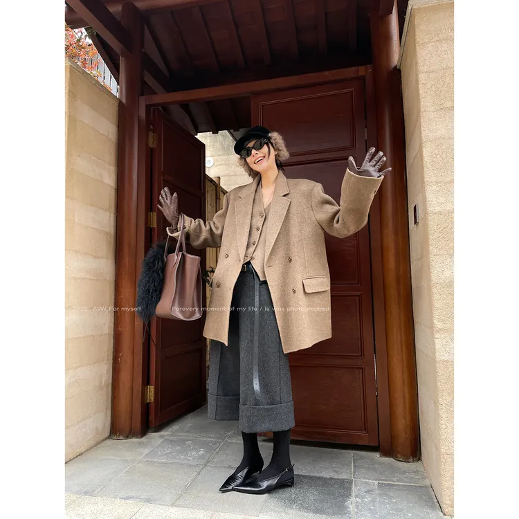 JCCC影子【南港的冬】驼色牦牛绒绵羊毛老钱风马甲双面呢西装套装