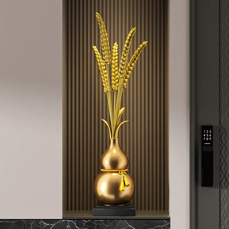 金穗纳福葫芦高档摆件落地入户玄关装饰品轻奢客厅新居乔迁礼物