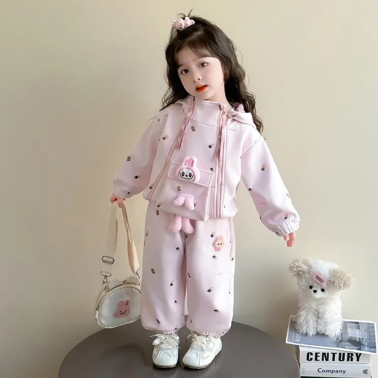 女童拉布布套装洋气儿童外套春秋季新款女宝宝休闲两件套小女孩潮