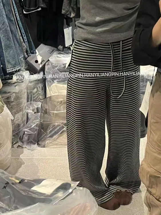 【抽绳休闲裤】韩版抽绳直筒休闲裤