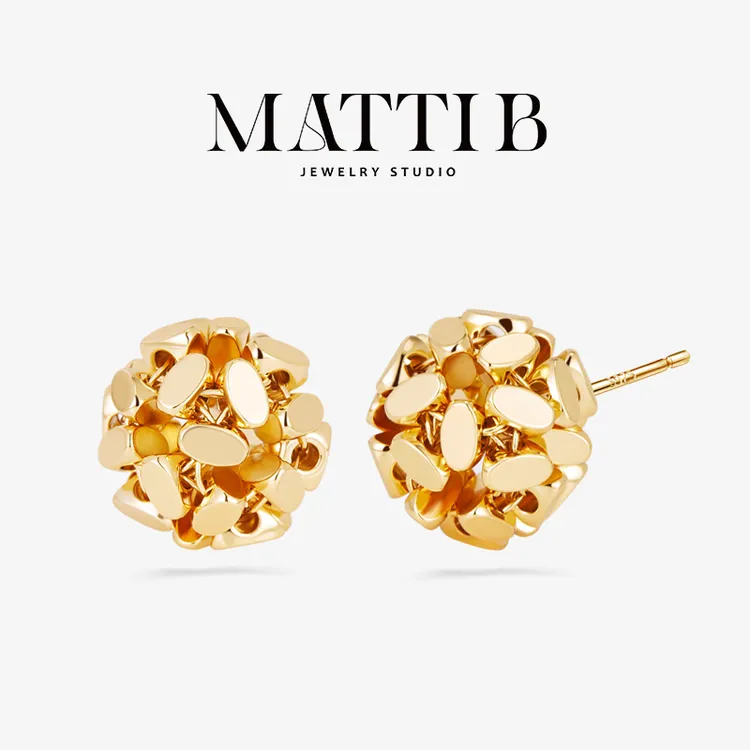 铜合金耳饰 不规则爆闪小圆球立体设计轻奢高级感小众耳钉女1777