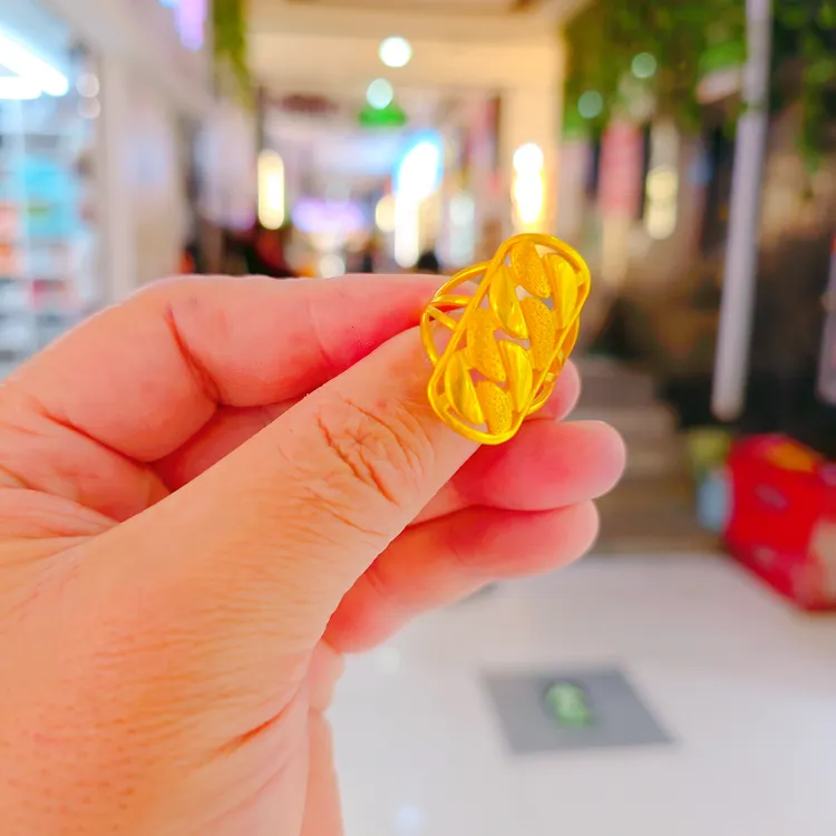 铜合金戒指 金色植物花卉复古宫廷女指环首饰