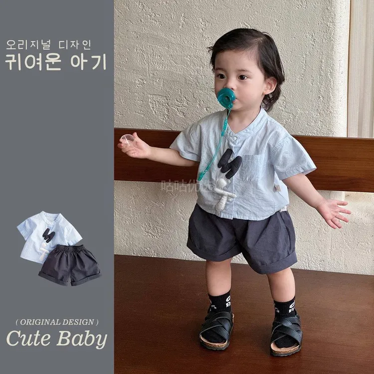 米品2025单排扣m2527107轻短婴幼儿洋气夏新 男薄款a棉纯系童