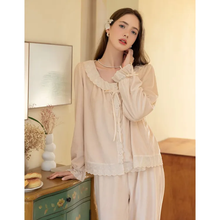 海岛绒加厚冬款女2025新款睡衣保暖加绒显白精致显瘦家居服套装女