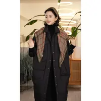 Y【叭哒不惑】休闲纯色翻领落肩中长款棉服轻盈保暖外套