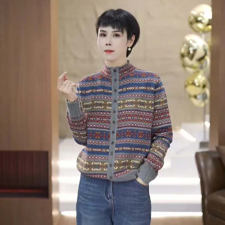 【渲渲推荐】HYF-1902冬季半高领彩色费尔岛小衫