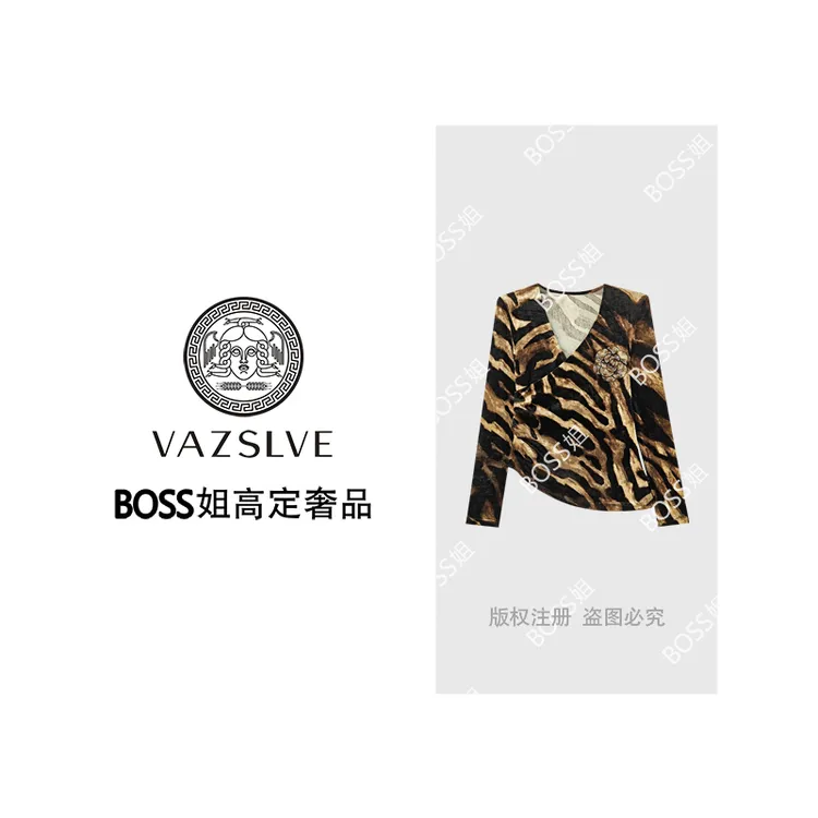 【VAZSLVE/全新奢品】捡漏烫钻山茶花宽松休闲时尚百搭T恤T1043