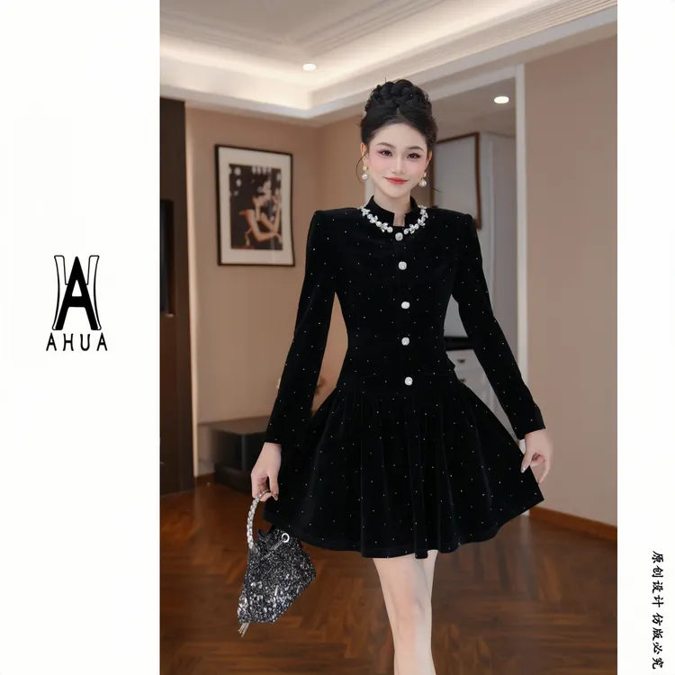 【花花原创】洋气轻奢韩版连衣裙显瘦气质名媛时尚21963