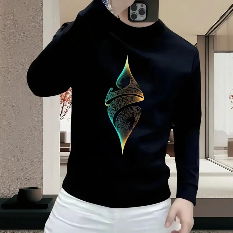 新款潮牌男士圆领卫衣秋冬潮流重磅宽松时尚男士加绒休闲保暖卫衣