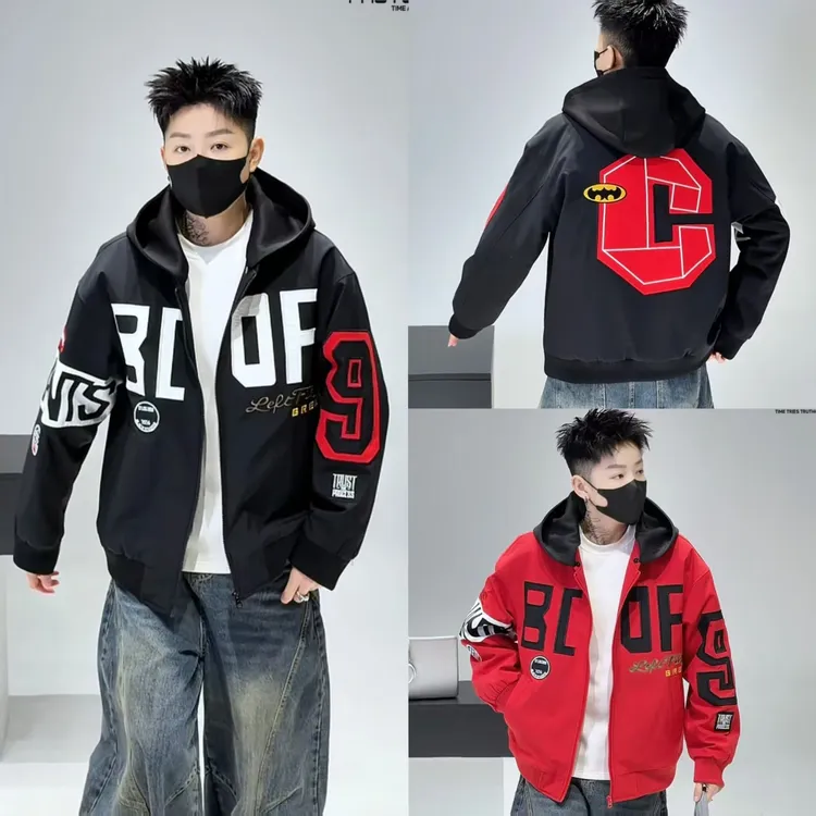 青少年男生机车棒球服加棉外套港风刺绣男帅气飞行服夹克5802