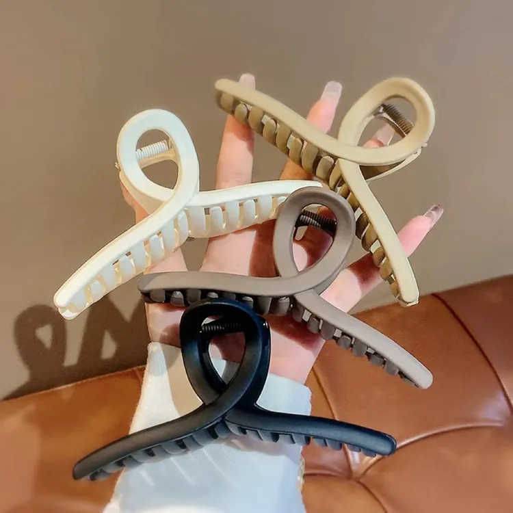 4个装百搭超大号简约磨砂抓夹优雅鲨鱼夹盘发大抓夹发卡