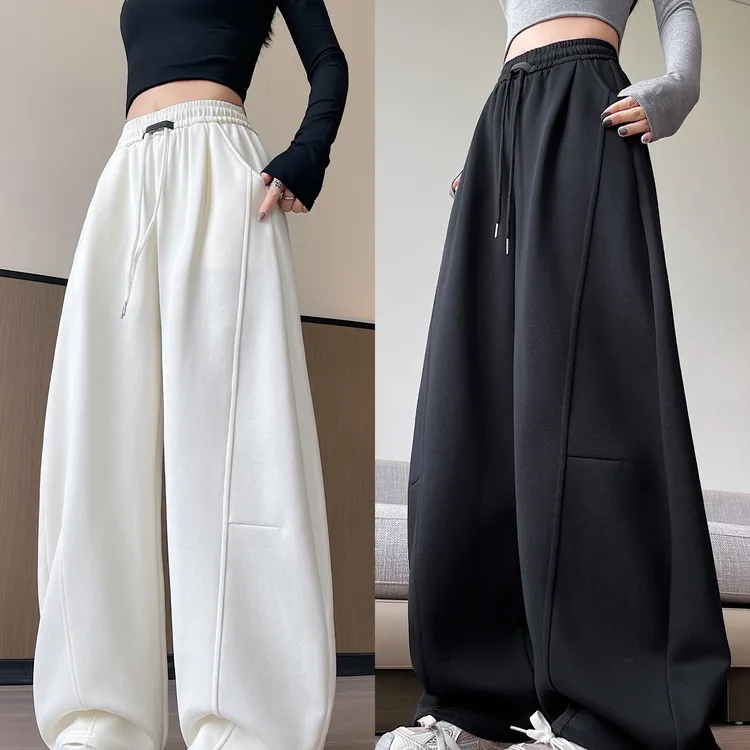 【运费险】弯刀阔腿裤女新款秋季高腰宽松显瘦直筒运动卫裤女款