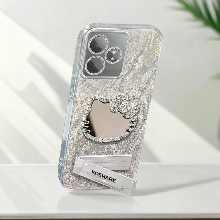 自带镜头膜真我GTNeo6手机壳RMX3852软壳镶钻kt猫镜子realmegtneo