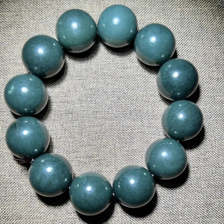 新疆和田玉且末蓝手串卡20mm大颗粒圆珠男生把玩收藏佳品玉手串