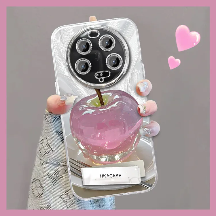 适用于小米13ultra精孔羽纱晶莹粉苹果网红创意支架全包手机壳女